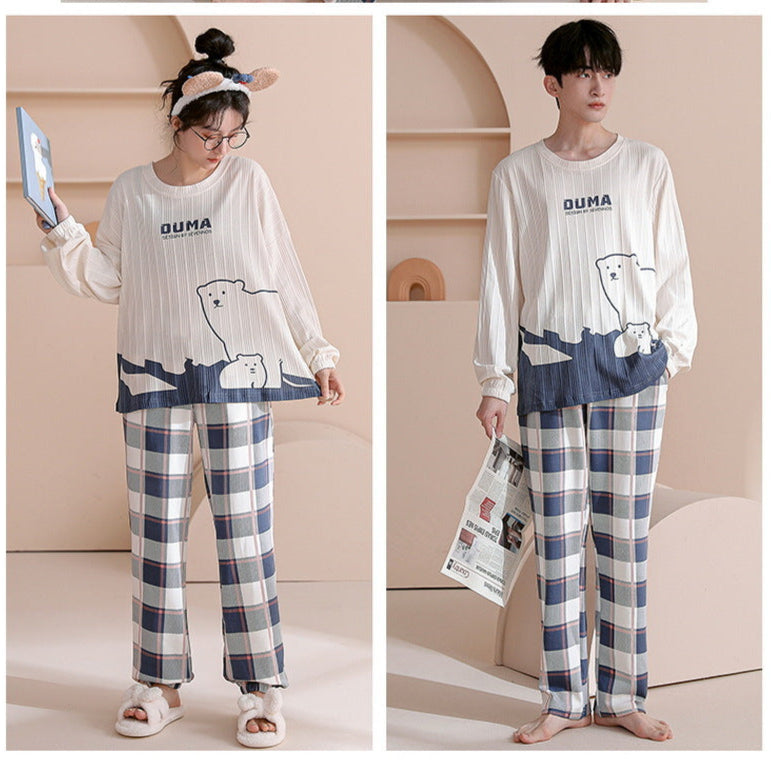 Minimalist Plaid Couple Pajamas: Soft Matching PJs for All Seasons