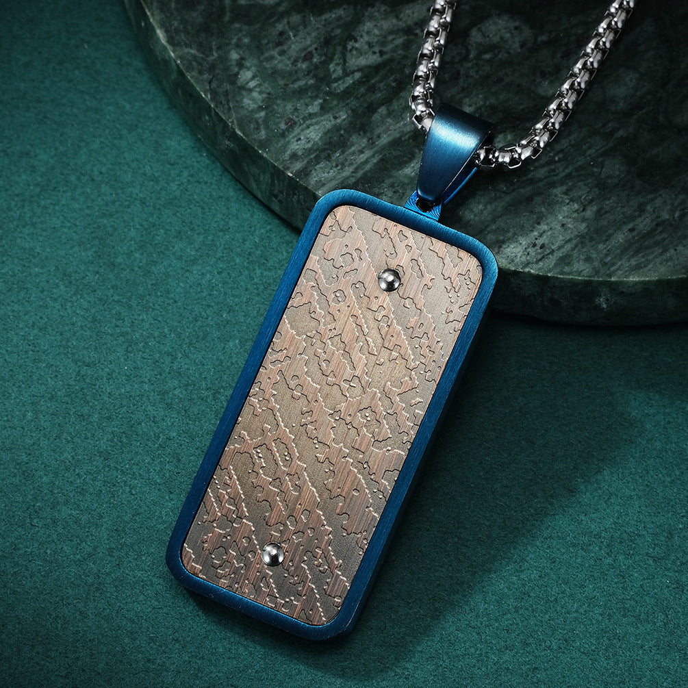 Engravable Vintage Mens Vertical Pendant Necklace