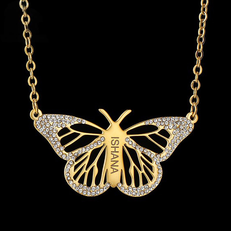 Personal Name Butterfly Shaped Necklace