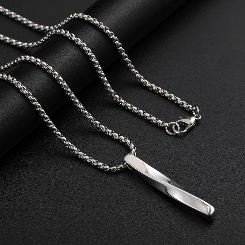 Personalized Twist Vertical Bar Necklace Gift for Men