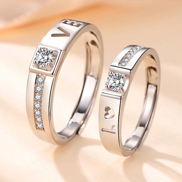LOVE Moissanite Diamond Wedding Rings Set