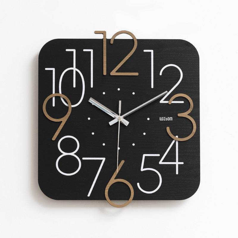 Irregular Numerals Square Analog Wall Clock