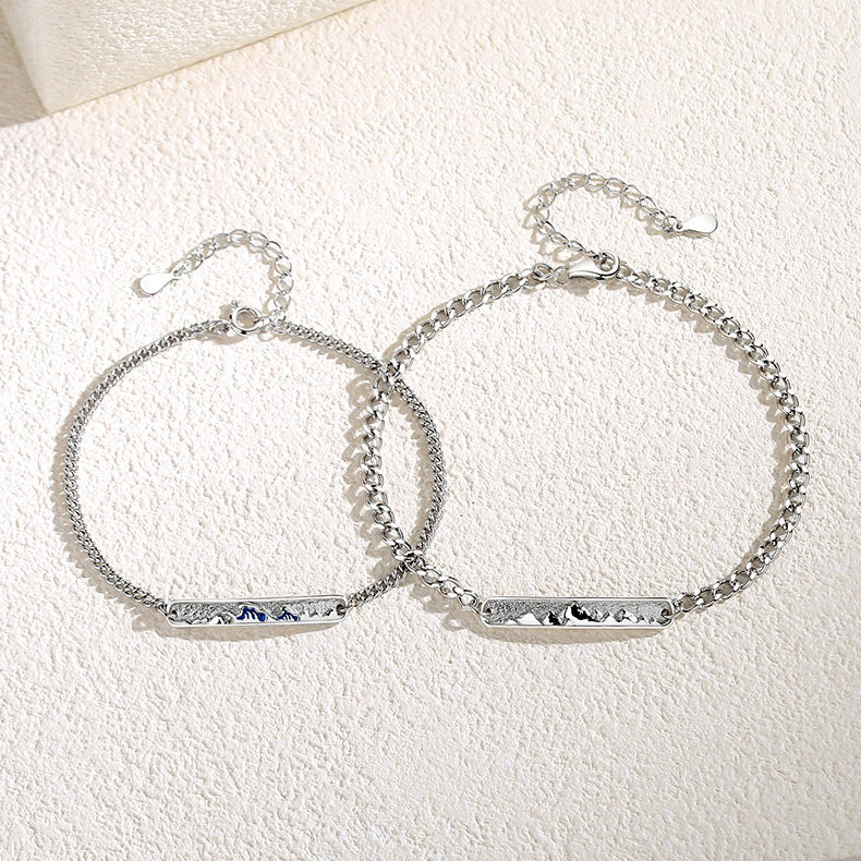 Ocean Mountain Name Plate Bracelets Set