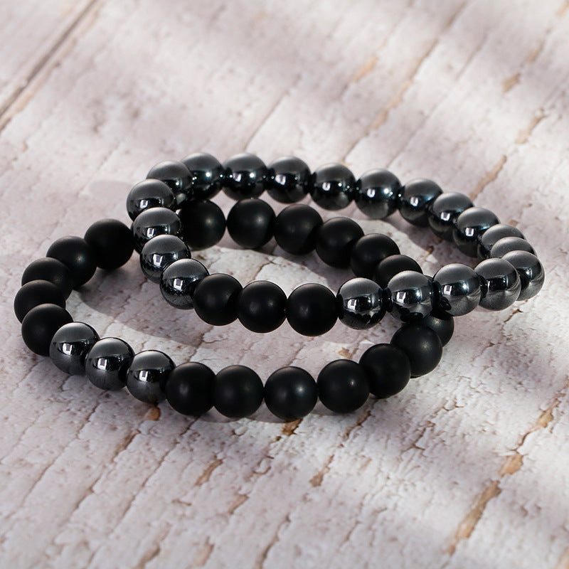 Agate Iron Beads Mens Bracelet