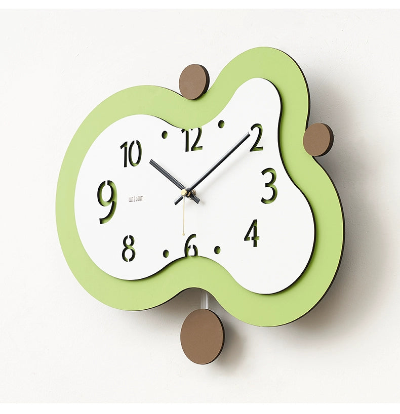 Odd Shaped Silent Pendulum Wall Clock - Irregular Decorative Clock for Livingroom/Bedroom