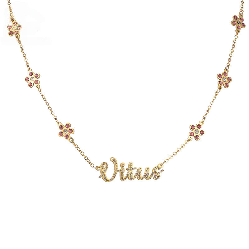 Flower Charms Personal Name Necklace