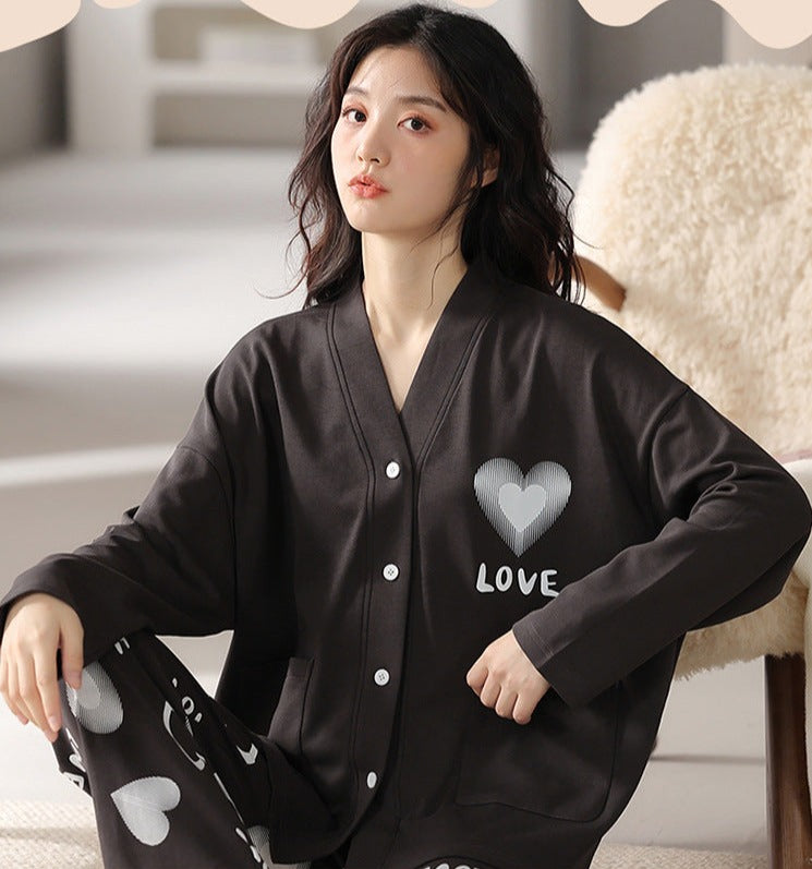 Black Pajamas Women Loungewear Set