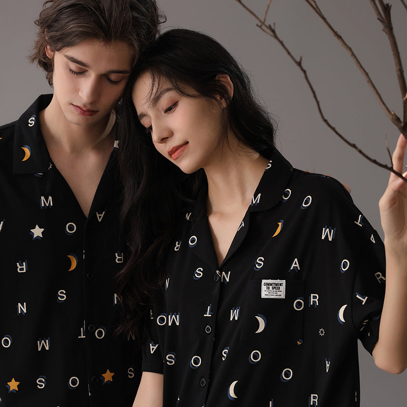 4-Piece Black Matching Pajamas Set - 100% Premium Cotton