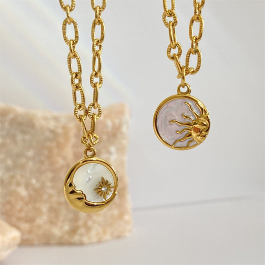 Personalized Sun and Moon Coin Necklaces for Couples