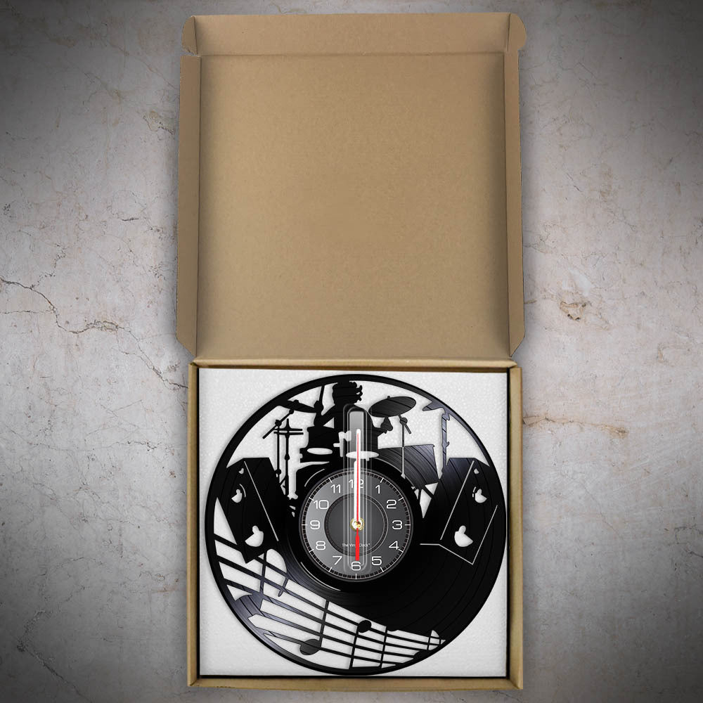 Gift for Drummer Wall Deco Lp Record Clock