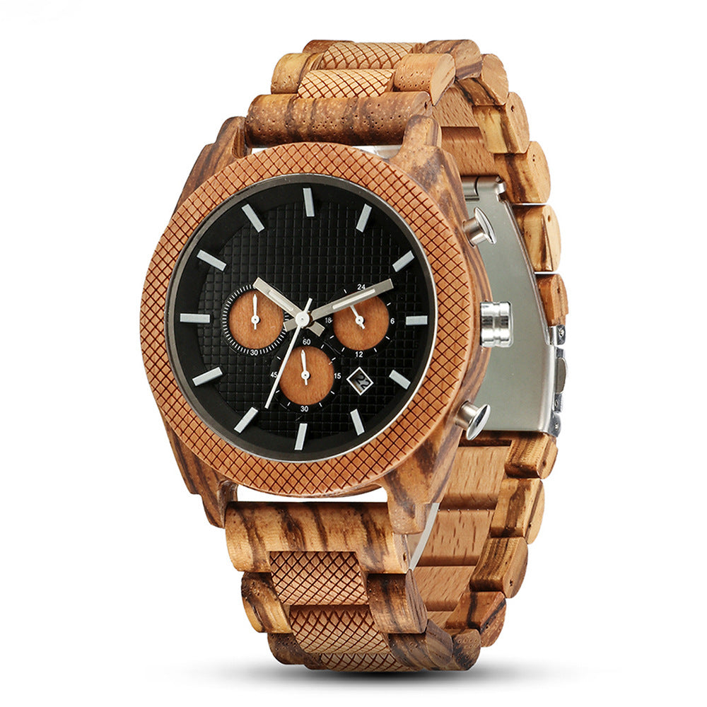 Mens Wood Analog Watch with Customized Engraving