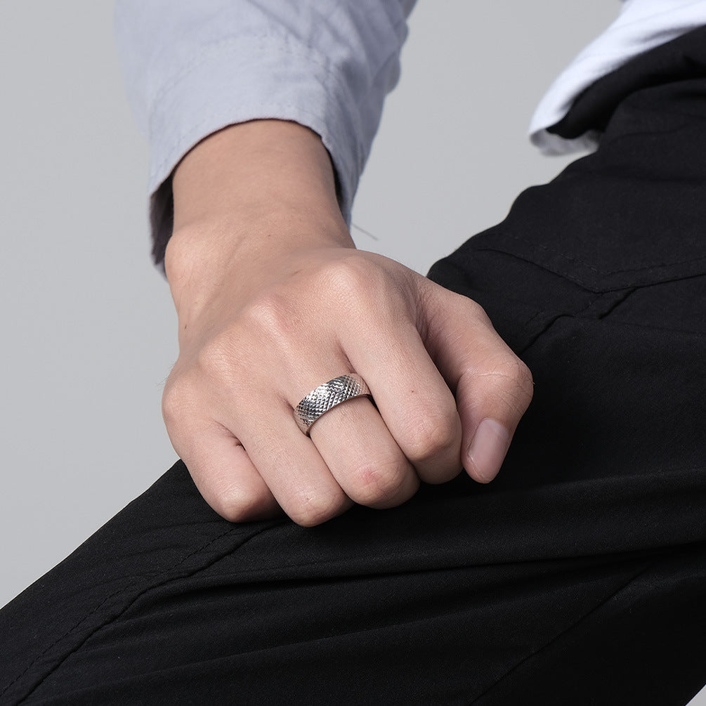 Engraved Lozenge Promise Ring for Men