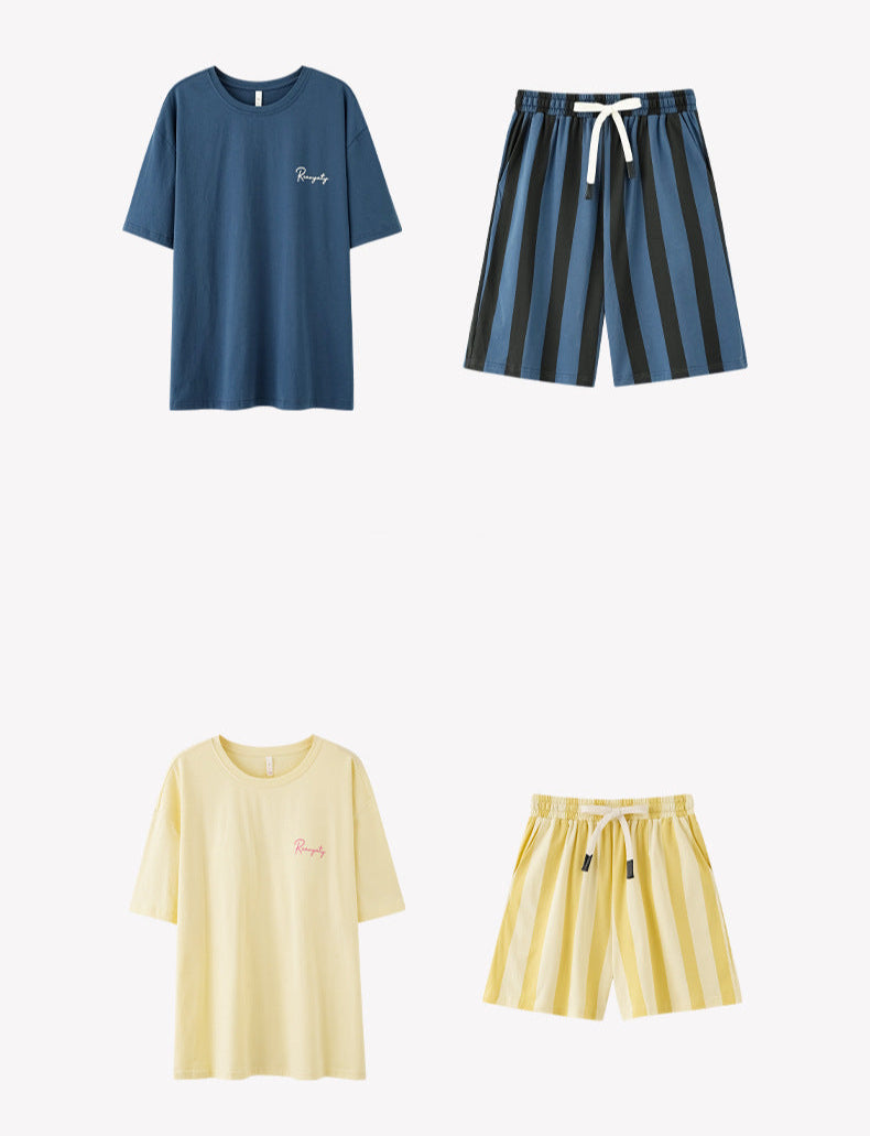 Korean Style Couple Pajamas - Soft Matching Short Sleeve Set
