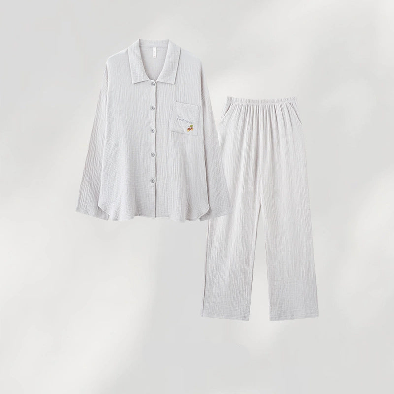 Gullei™ Pajamas Set Long Sleeve Button-front 100% Cotton