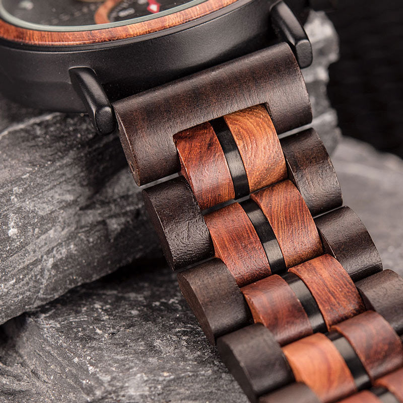 Customized Chronograph Wood Couple Watch Set