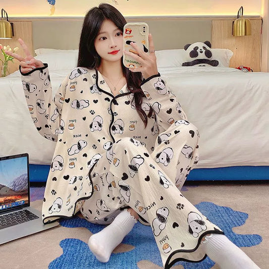 Dog Print Pajamas Set 100% Organic Cotton