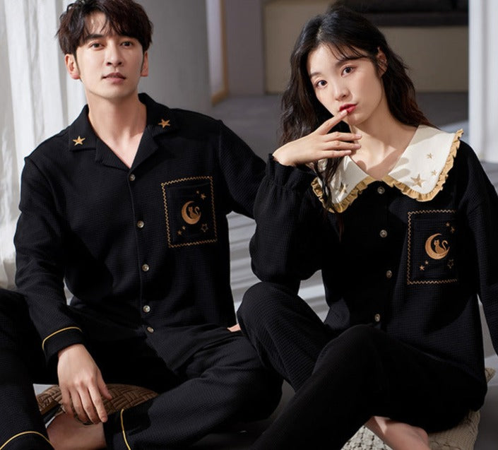 Matching Moon Black Nightdress Bride Groom Pajamas
