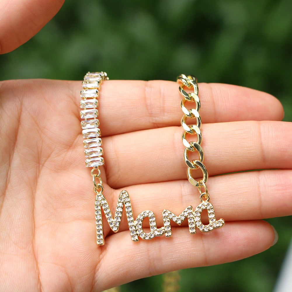 Gift for Mom Half Baguette Tennis Necklace