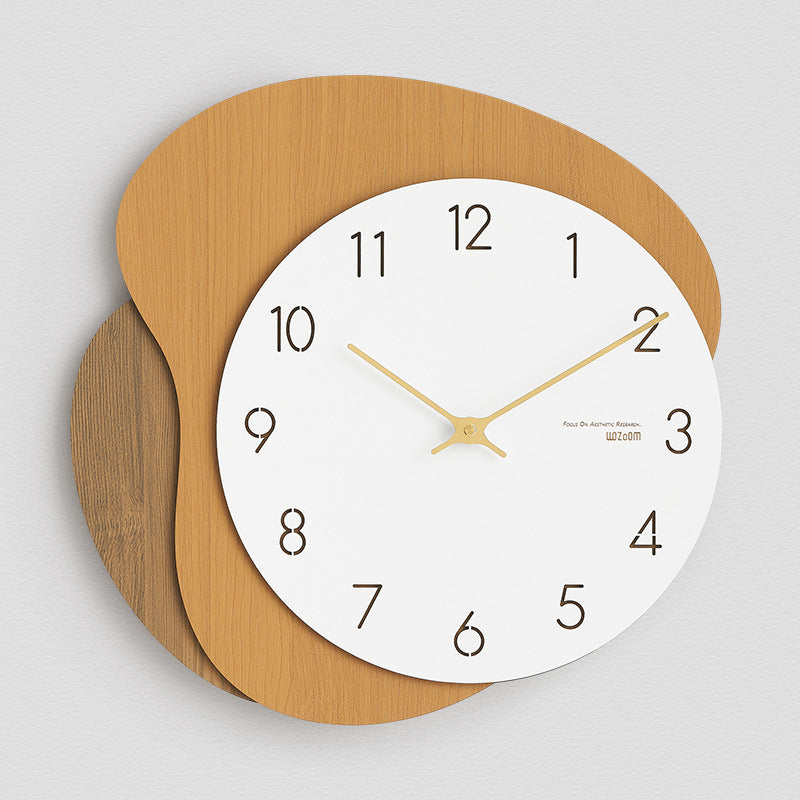 Modern Odd Shaped Analog Silent Clock Light Brown