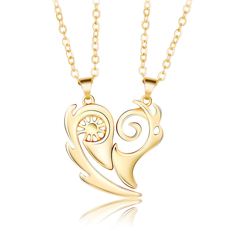 Magnetic Sun and Moon Couple Necklaces Set