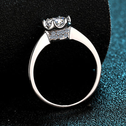 1 Carat Moissanite Diamond Crown Ring for Women