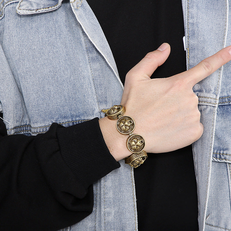 Vintage Tiger Head Mens Fashion Bracelet 22cm