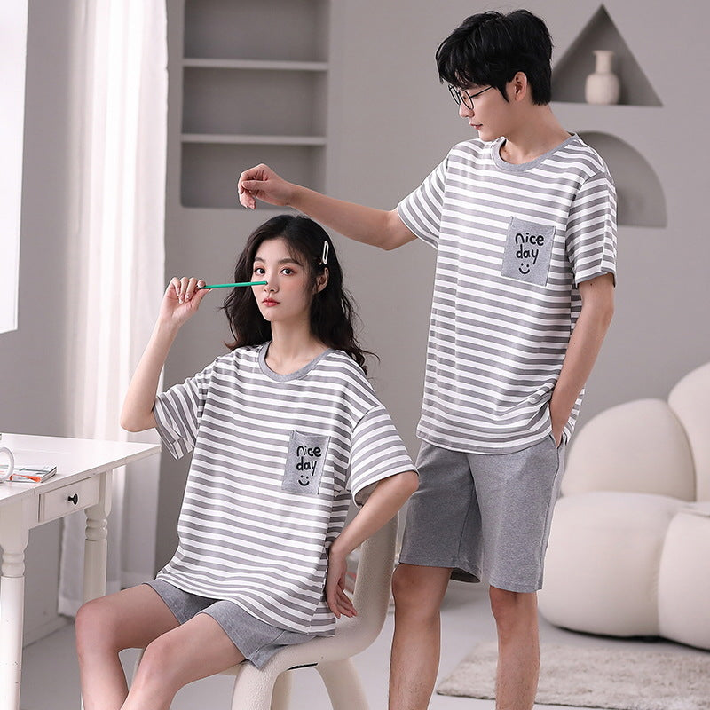 Matching Cotton Summer Sleepwear Set for Couples