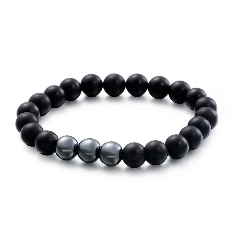 Agate Iron Beads Mens Bracelet