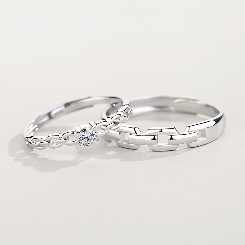 Matching Couple Engagement Rings Set for two