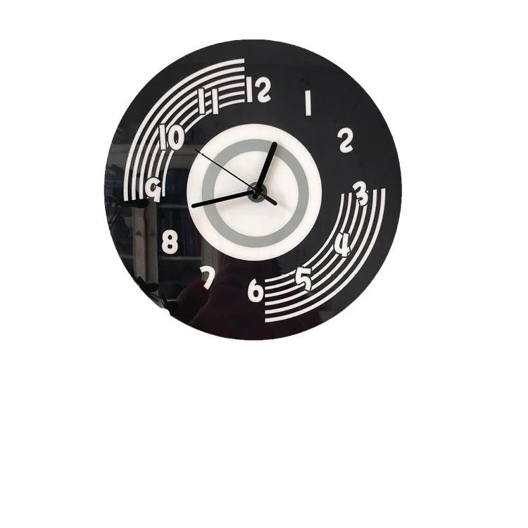 Silent Wall Clock – Black Retro Round, 30 cm