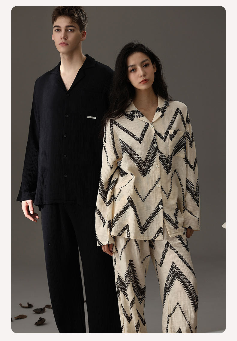 Modern Cozy Couples Pajamas Set - 100% A-Grade Cotton