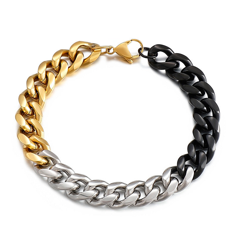 Two Tone Steel Bracelet Gift for Men 22cm