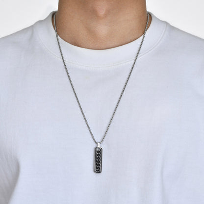 Engravable Bar Pendant Necklace for Men