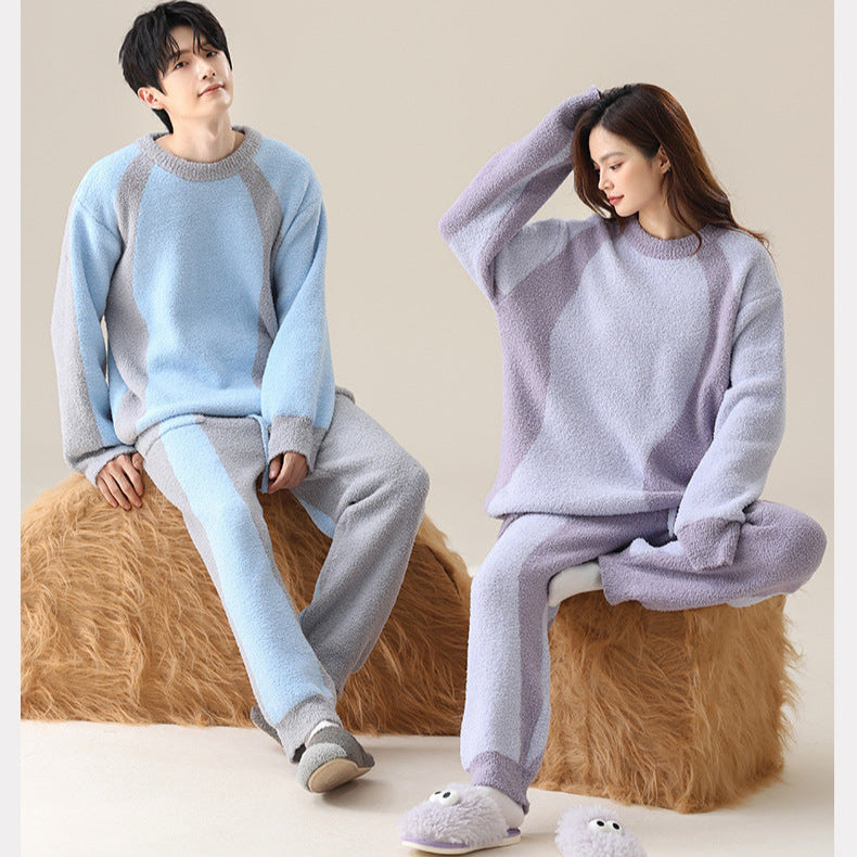 4-Piece Warm Pajamas/Loungewear Set for Couples