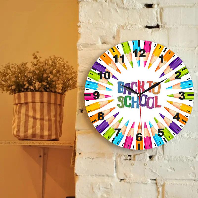 Back to School Silent Wall Clock for Kids Bedroom – Fun & Educational Design