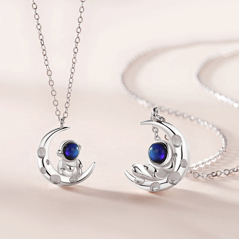 Spaceman Theme Couple Necklaces Set for 2