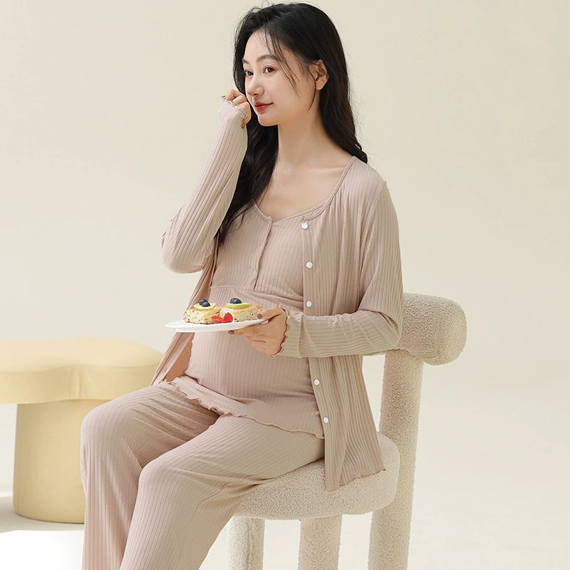 Gullei™ 3-Piece Maternity Padded Bra Pajamas 100% Cotton