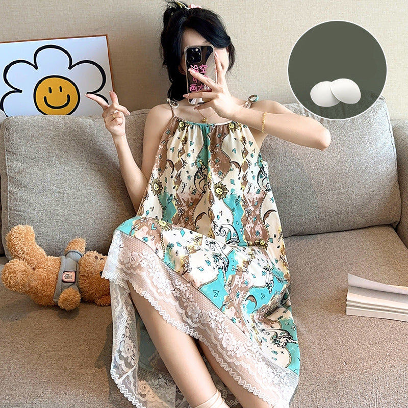 Pure Cotton Summer Nightwear with Padded Bra