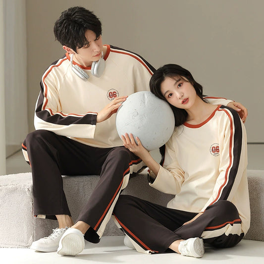 Sporty Pullover Pajamas Set 100% Premium Cotton