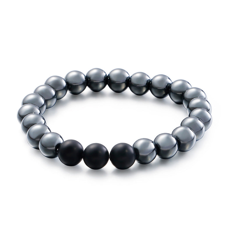 Agate Iron Beads Mens Bracelet