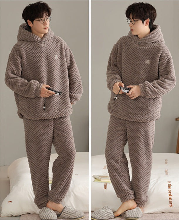 Fleece Pajamas Sleepwear Set for Couples