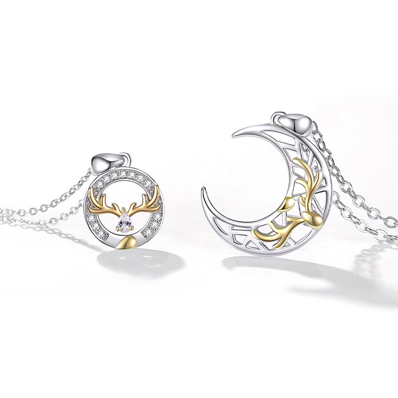 Interlocking Sun and Moon Necklaces Set