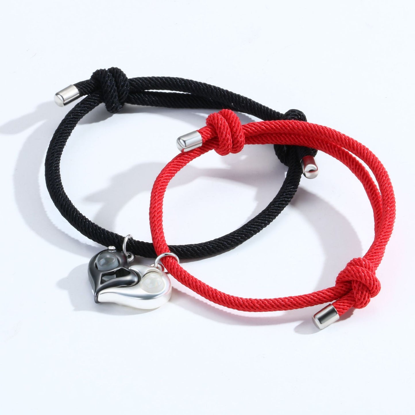 Light Projection Magnetic Hearts Lovers Bracelets Set