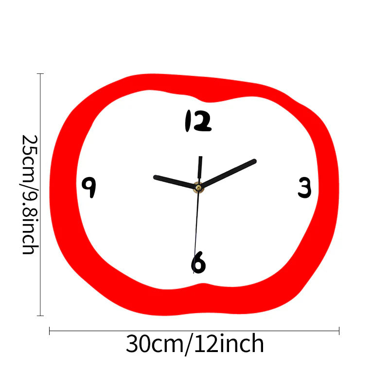 Odd Apple Shaped Silent Wall Décor Clock – Playful & Whimsical Design