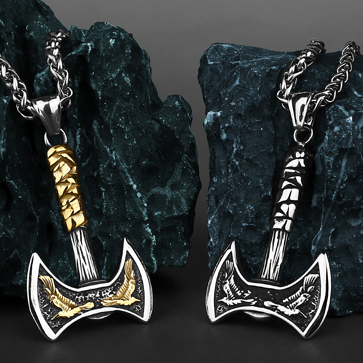 Mens Viking Style Axe Thick Chain Necklace