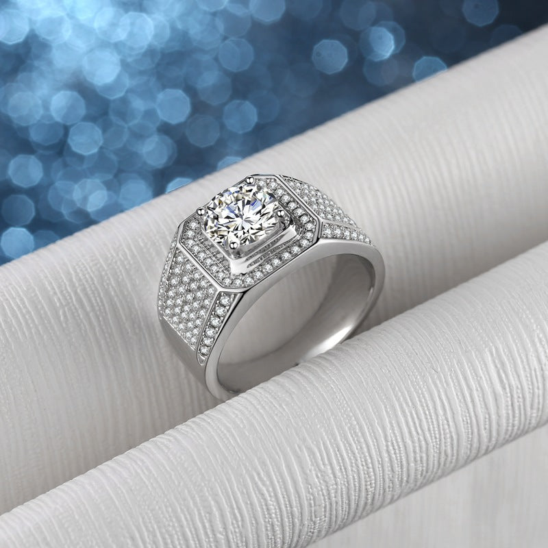 2 Ct Moissanite Mens Ring (Custom Engravable)