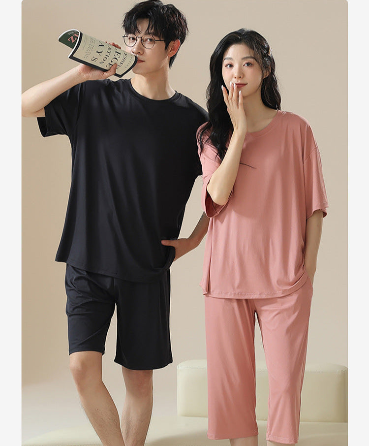 Comfy Pullover Couple Pajamas - Short Sleeve Summer