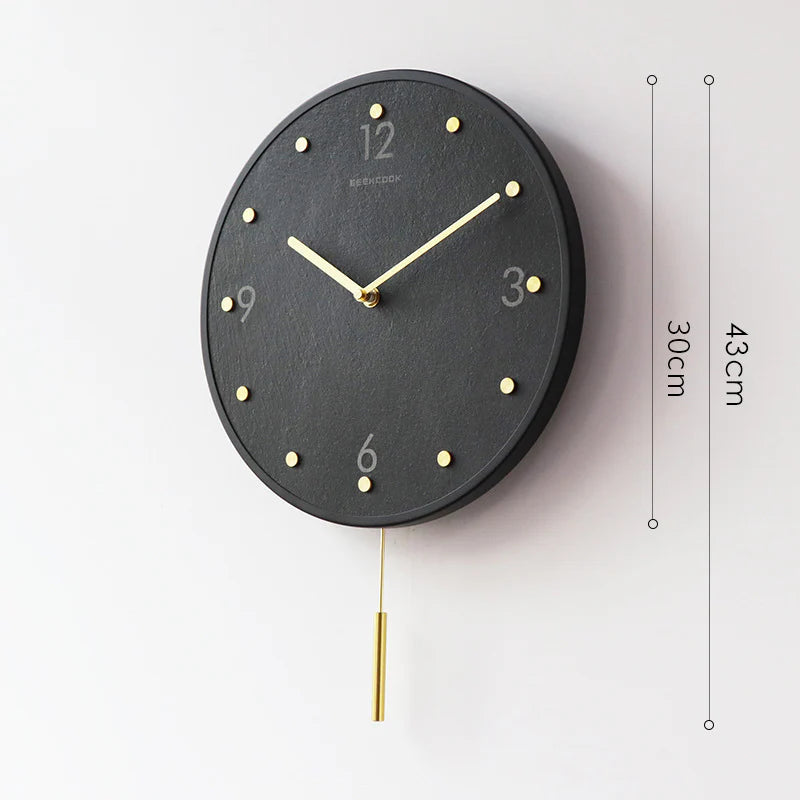 Natural Marble Pendulum Silent Wall Clock (12")