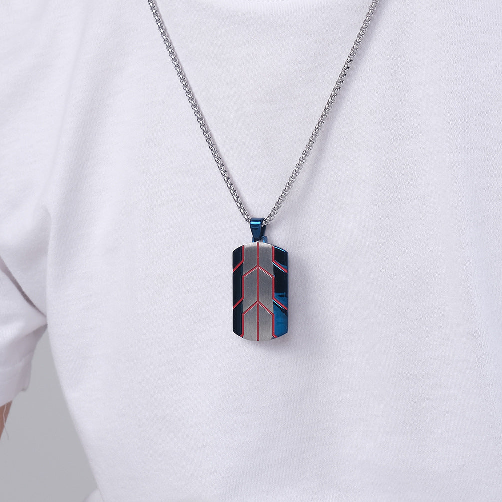 Custom Tire Pattern Pendant Mens Necklace