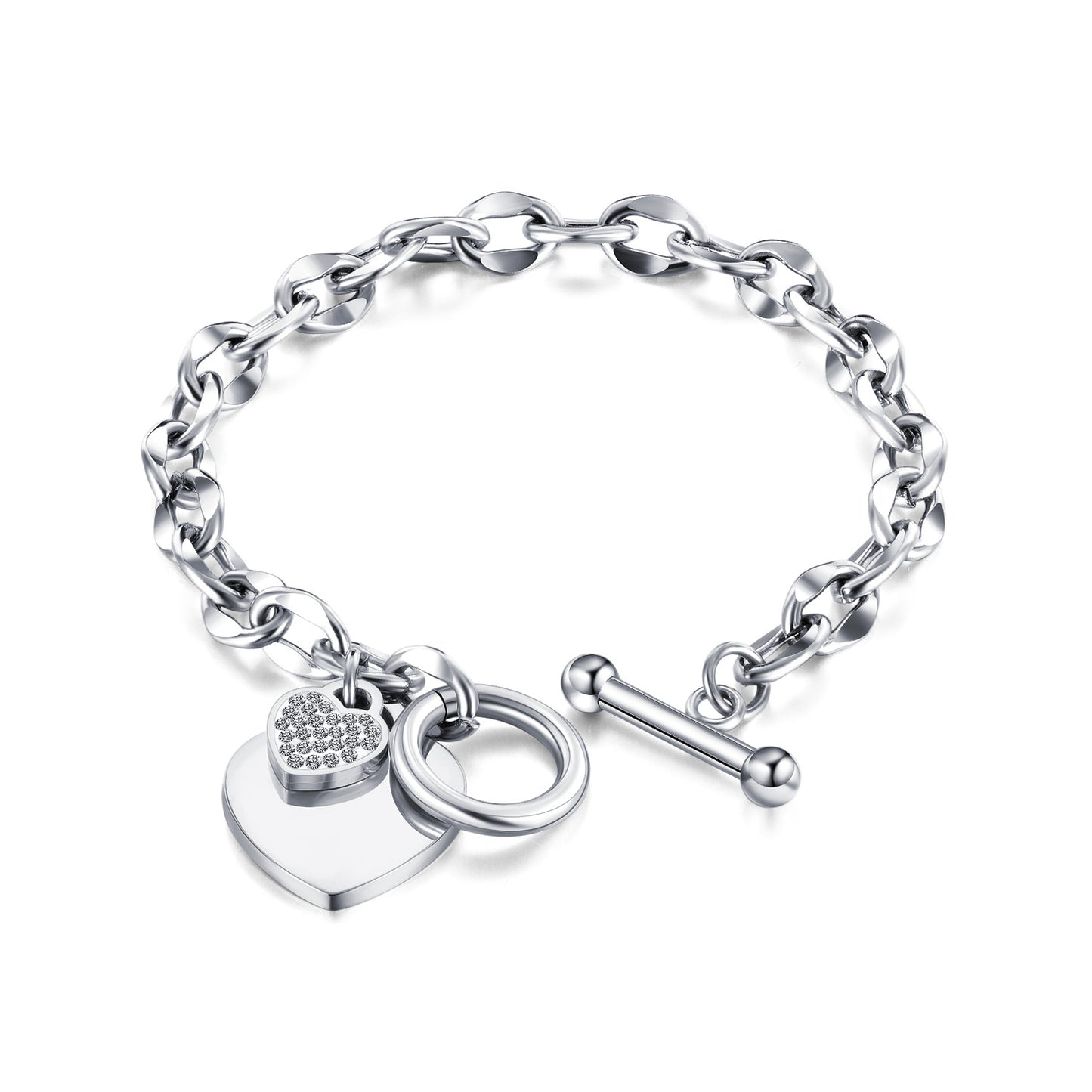 Engraved Heart Charm Bracelet Gift for Her